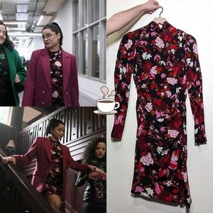 NWT A.L.C. marcel silk floral turtleneck dress aso mel vera charmed